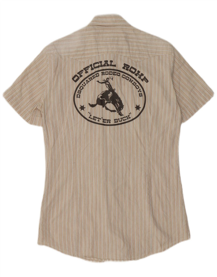 Dsquared2 Mens Graphic Short Sleeve Shirt IT 48 Small Beige Striped