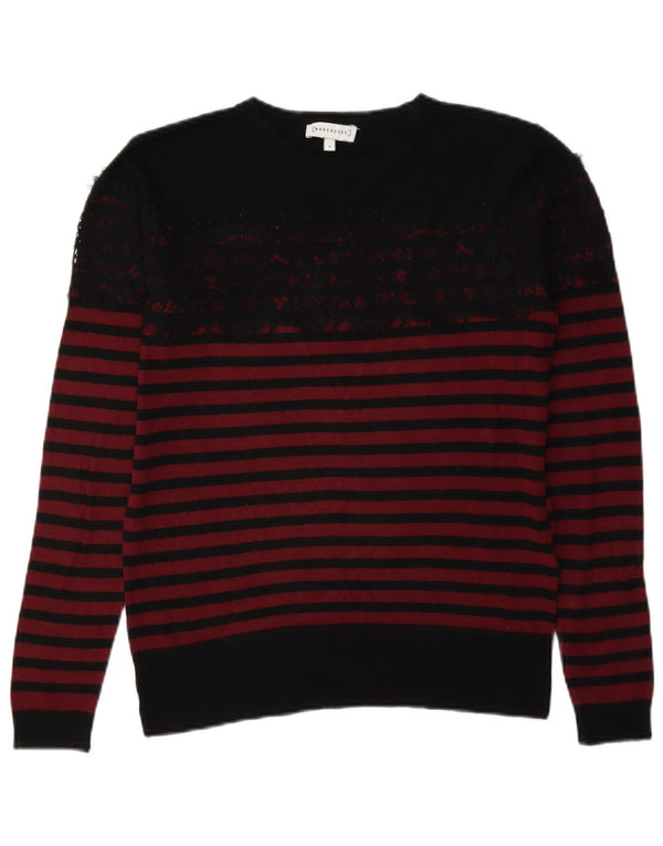 Maglione maglione girocollo da donna Warehouse UK 8 piccolo in viscosa a righe nere