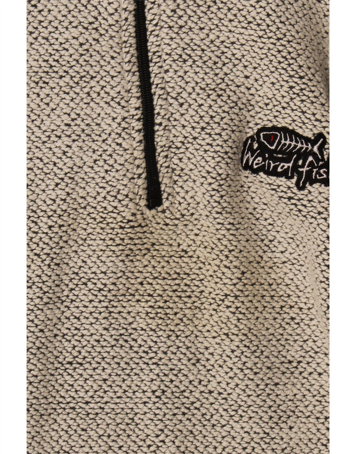 Weird Fish Mens Zip Neck Sweatshirt Jumper Medium Grey Flecked Cotton