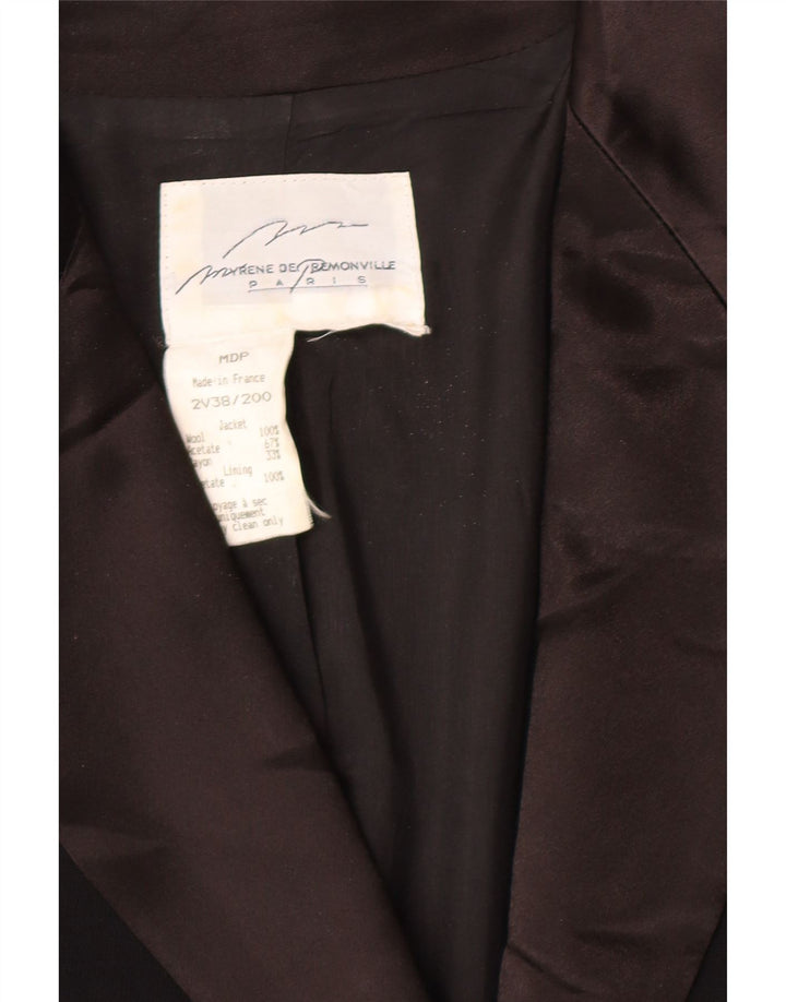 MYRENE DE PREMONVILLE Womens Blazer Jacket UK 14 Medium Black Colourblock Vintage Myrene De Premonville and Second-Hand Myrene De Premonville from Messina Hembry 