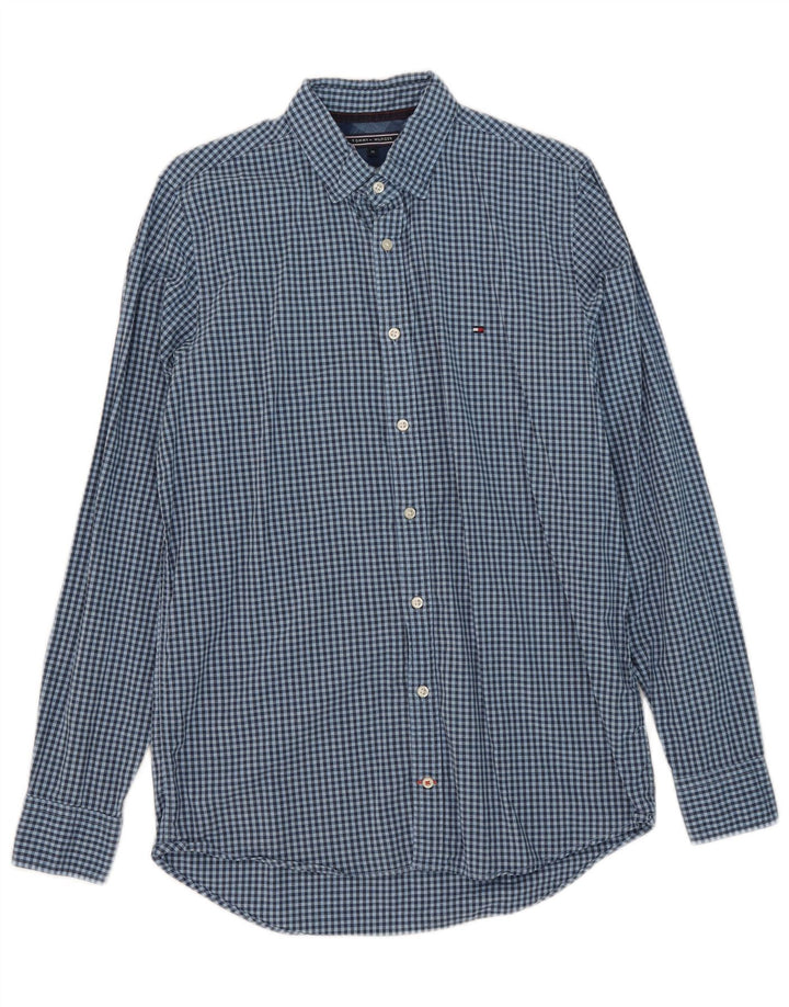 Tommy Hilfiger Mens Slim Fit Shirt Medium Blue Gingham Cotton