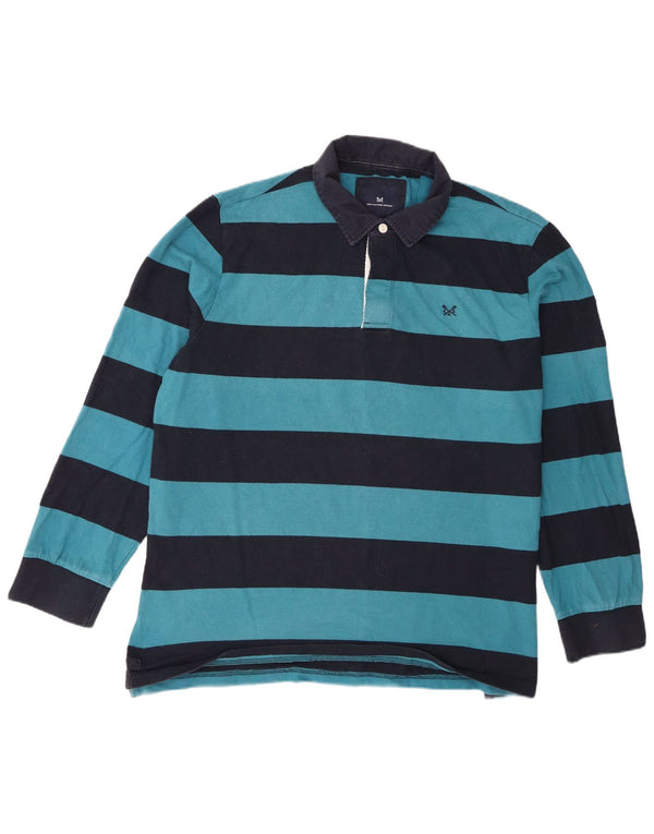 Crew Clothing Polo de rugby à manches longues pour homme 2XL en coton rayé bleu