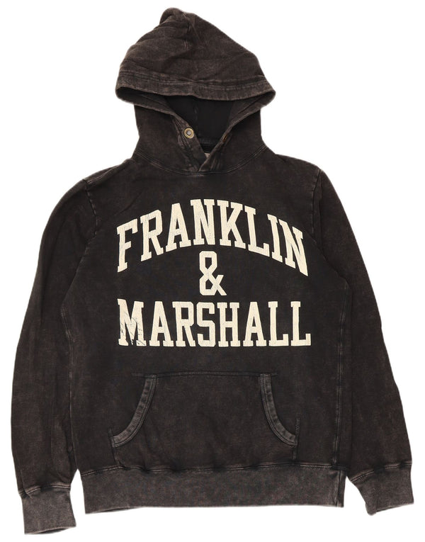 Franklin Marshall Mens Graphic Hoodie Jumper Medium Black Cotton