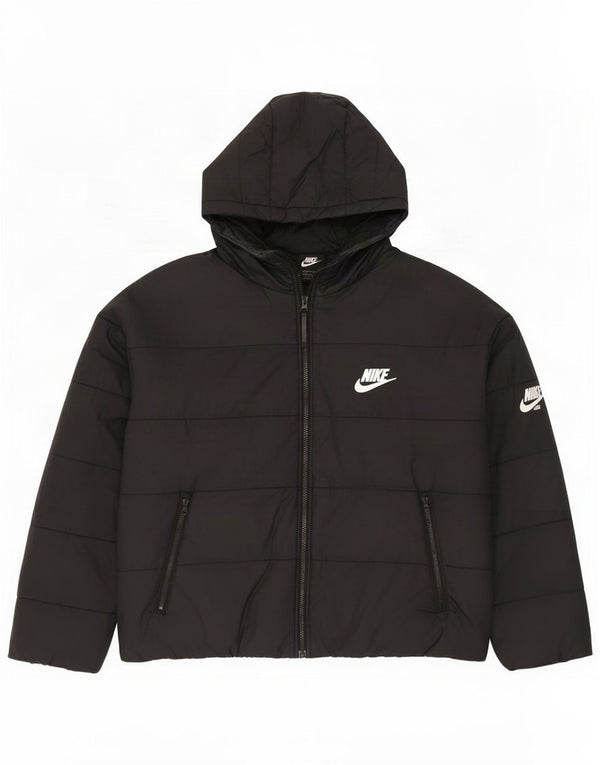 Giacca imbottita con cappuccio grafica oversize da donna Nike UK 16 grande nera