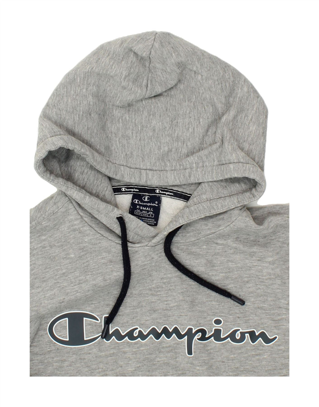 CHAMPION Mens Graphic Hoodie Jumper XS Grey Vintage Champion and Second-Hand Champion from Messina Hembry 