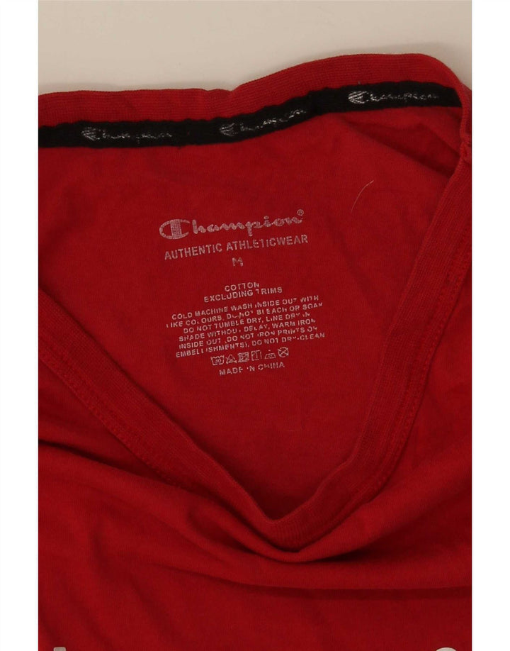 Champion Mens Graphic T-Shirt Top Medium Red Cotton