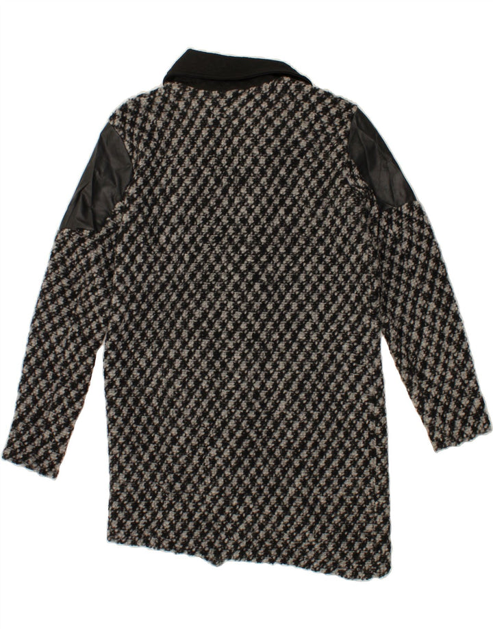 VINTAGE Womens Knit Overcoat UK 16 Large Grey Colourblock Wool Vintage Vintage and Second-Hand Vintage from Messina Hembry 