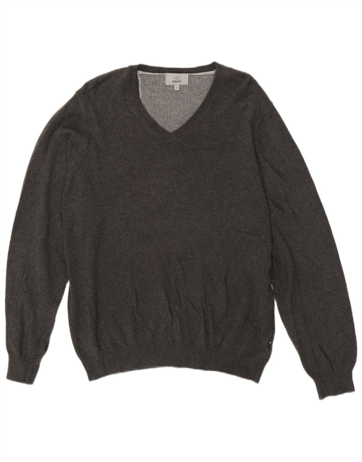 Marks & Spencer Herre Regular Fit V-hals sweater Stor grå bomuld