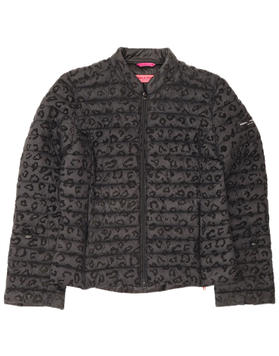 FRIEDA & FREDDIES Womens Padded Jacket EU 40 Medium Grey Animal Print