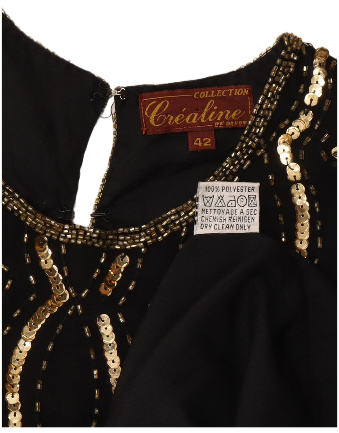 Vintage Womens Sequin Blouse Top IT 42 Medium Black Geometric Polyester
