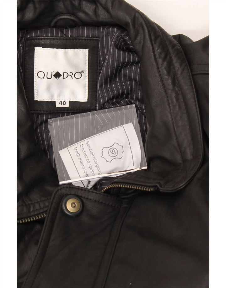 QUADRO Mens Leather Jacket IT 48 Medium Black Leather Vintage Quadro and Second-Hand Quadro from Messina Hembry 