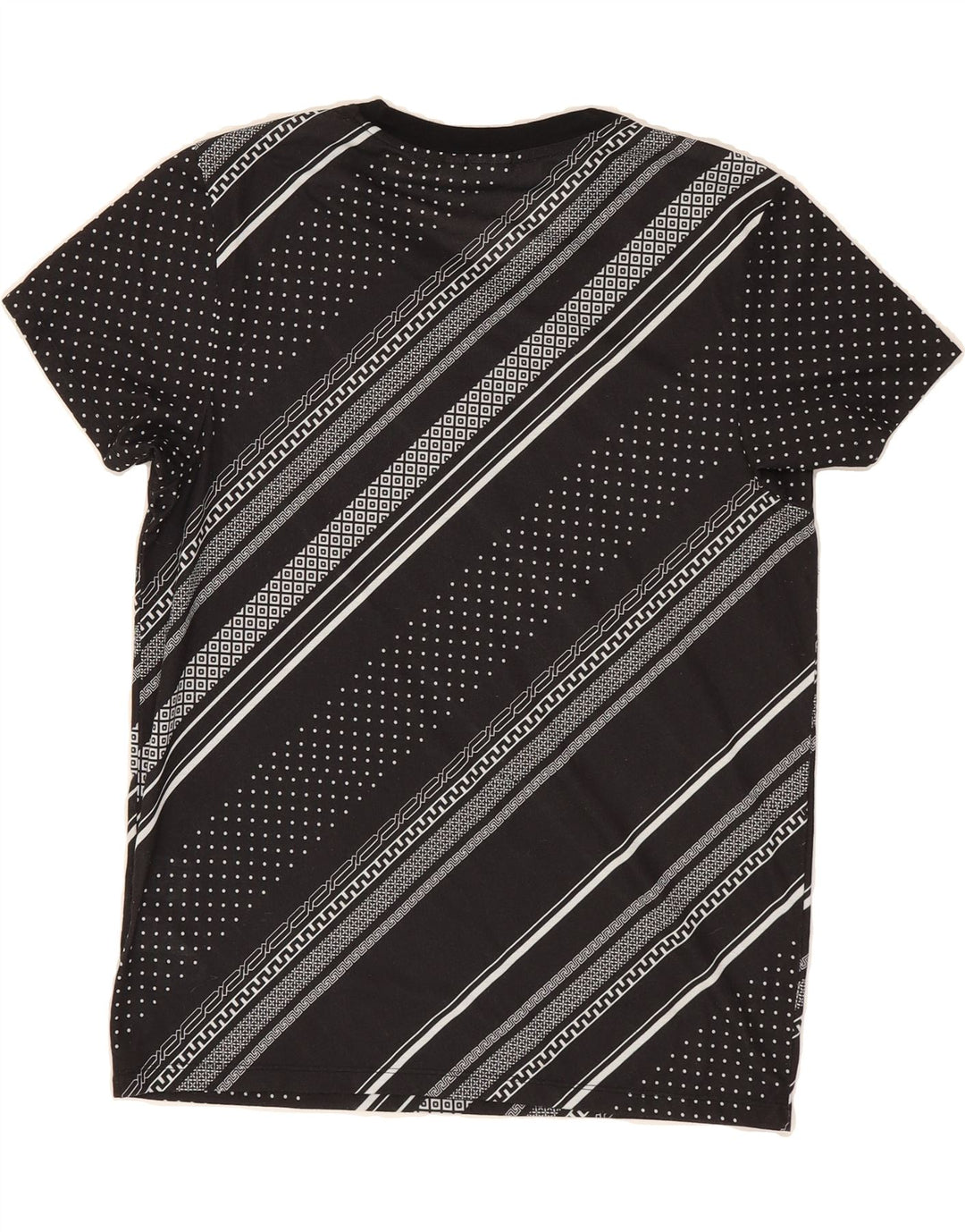 ADIDAS Womens Graphic T-Shirt Top UK 12 Medium Black Striped Polyester Vintage Adidas and Second-Hand Adidas from Messina Hembry 