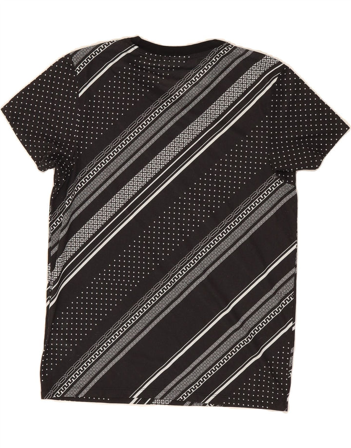ADIDAS Womens Graphic T-Shirt Top UK 12 Medium Black Striped Polyester Vintage Adidas and Second-Hand Adidas from Messina Hembry 