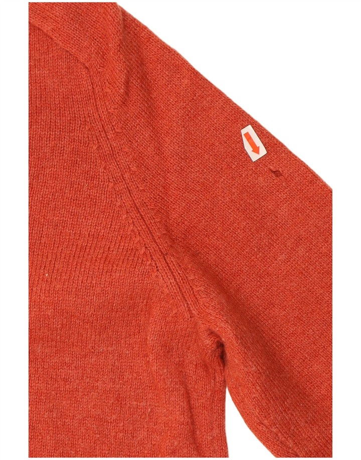 SUPERDRY Mens Crew Neck Jumper Sweater Medium Orange Wool