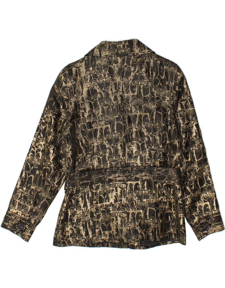 CHICO'S Womens Abstract Pattern Overcoat UK 14 Medium Gold Rayon Vintage Chico's and Second-Hand Chico's from Messina Hembry 