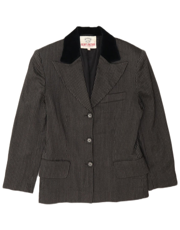 Laura Biagiotti Veste blazer à 3 boutons pour femme IT 42 Gris moyen à fines rayures