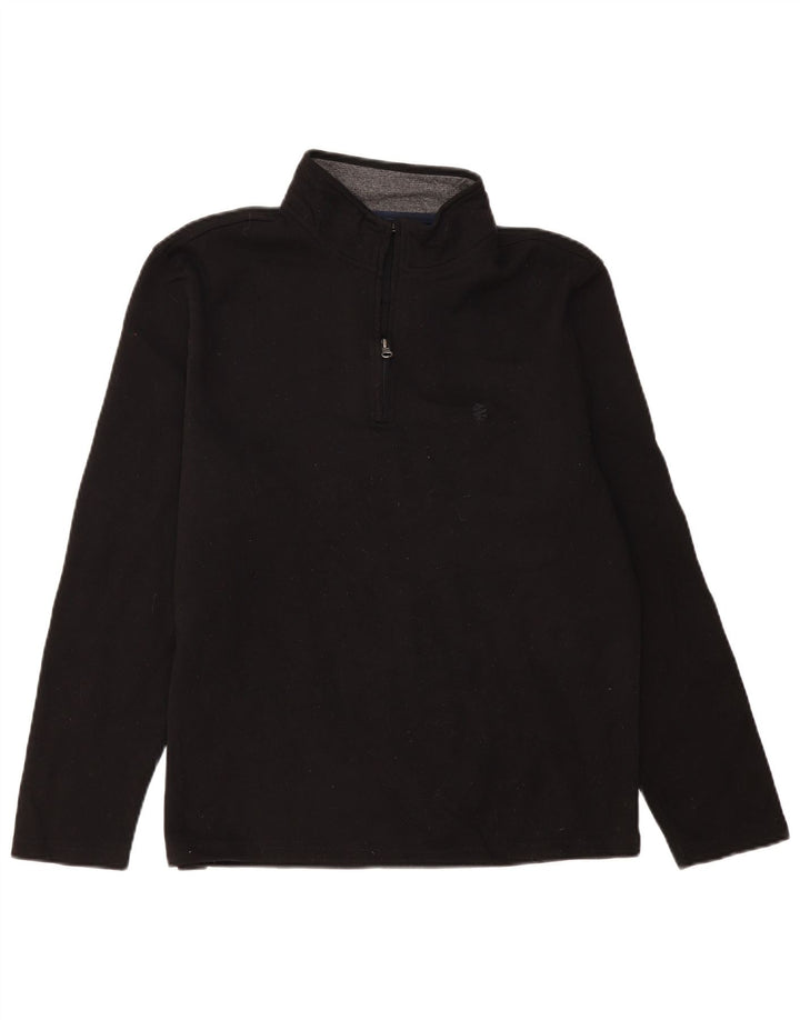 Izod Mens Zip Neck Sweatshirt Jumper Medium Black