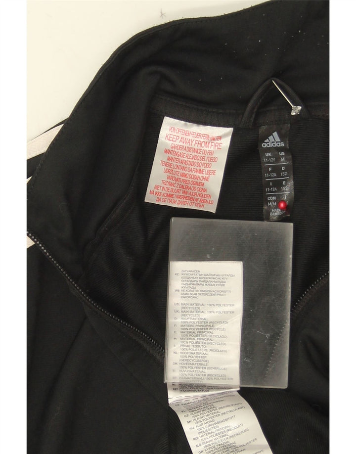 Adidas Boys Tracksuit Top Jacket 11-12 Years Black Polyester