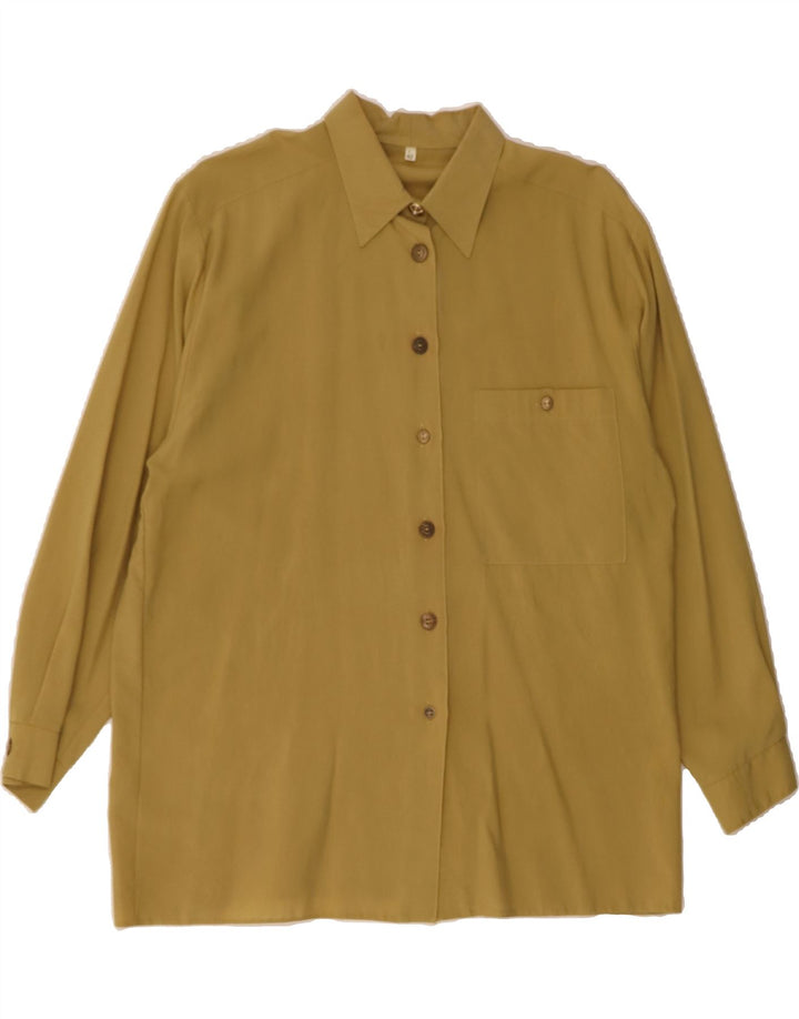 VINTAGE Womens Shirt Blouse EU 42 Large Khaki Viscose Vintage Vintage and Second-Hand Vintage from Messina Hembry 