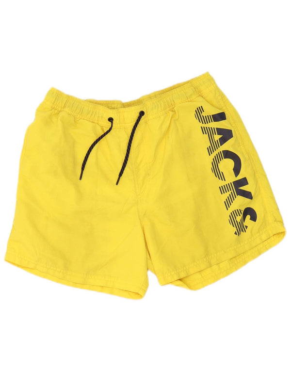 Jack & Jones Mens Graphic Swimming Shorts Large Yellow Polyester