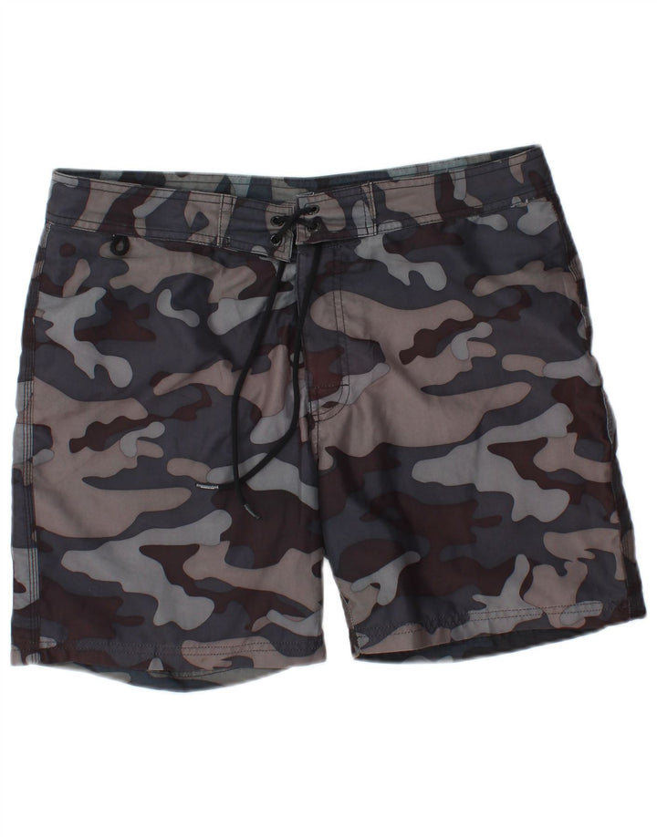 Sundek Mens Swimming Shorts Medium  Grey Camouflage Polyester