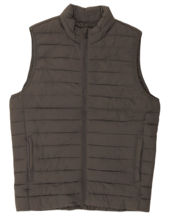 Jack & Jones Mens Padded Gilet UK 36 Small Grey Polyester