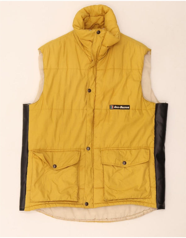 Anzi Besson Herren Wattierte Weste UK 40 Large Gelb Farbblock