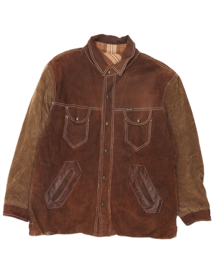 Diesel Herre Vendbar jakke UK 40 Large Brown Plaid Læder