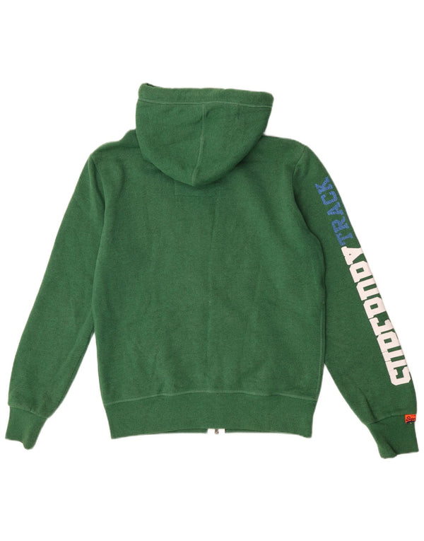 Superdry Herren-Kapuzenpullover mit grafischem Reißverschluss, mittelgrüne Baumwolle