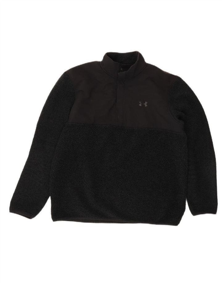 UNDER ARMOUR Mens Golf Zip Neck Fleece Jumper XL Black Polyester Vintage Under Armour and Second-Hand Under Armour from Messina Hembry 
