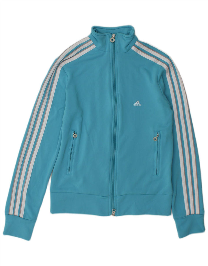 Adidas Womens Tracksuit Top Jacket UK 12 Medium Blue Polyester