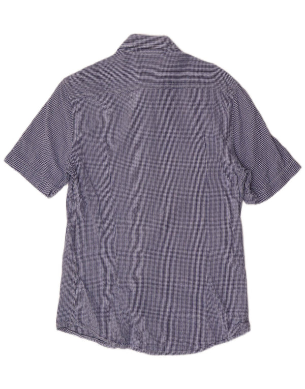 Kappa Chemise à manches courtes pour homme, coupe classique, petit carreaux bleus en coton