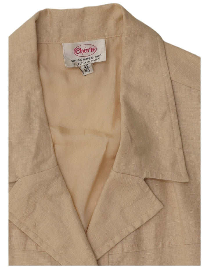 cherie Womens 4 Button Blazer Jacket IT 42/44 Medium Beige Linen