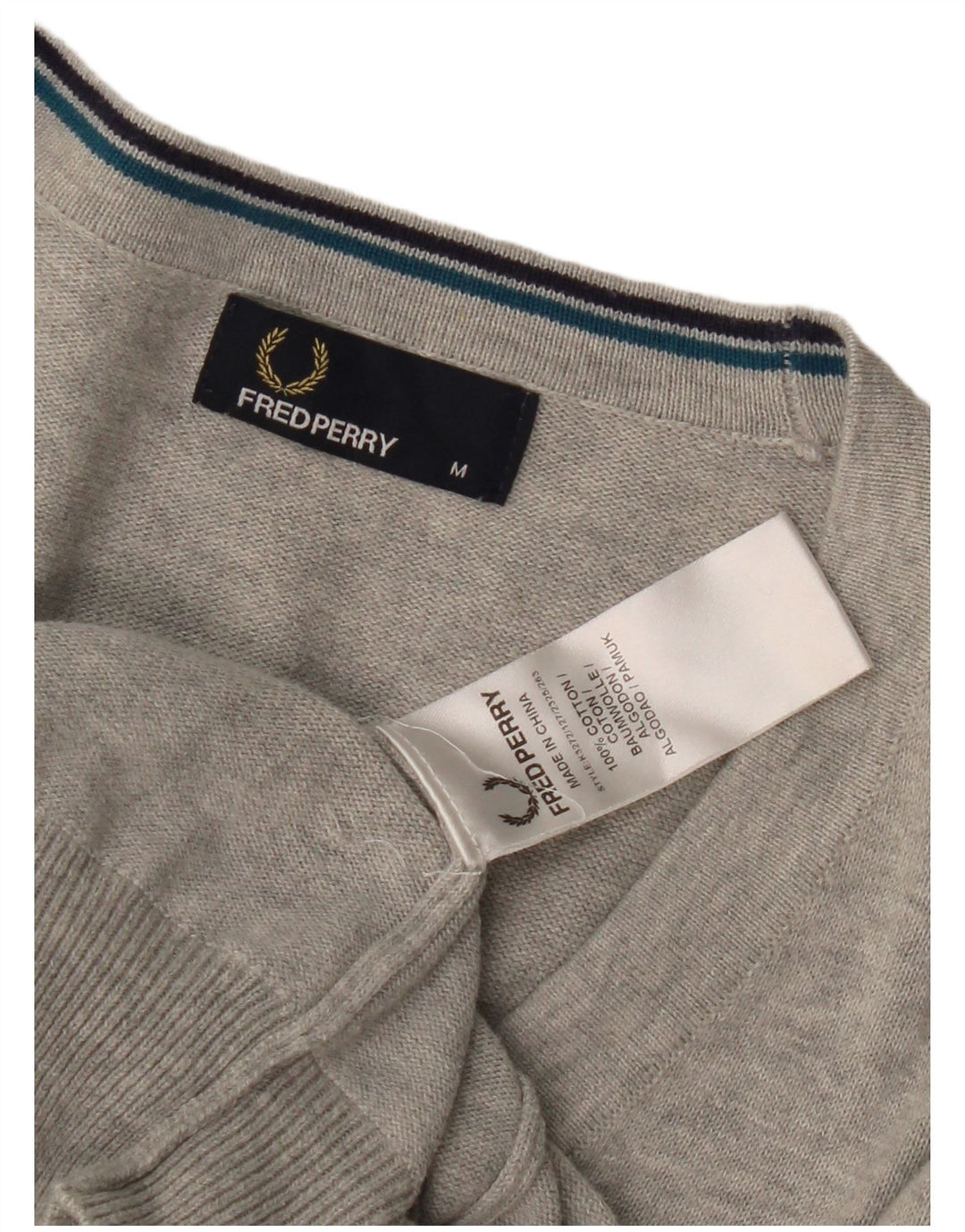 Fred Perry Mens Cardigan Sweater Medium Grey Cotton