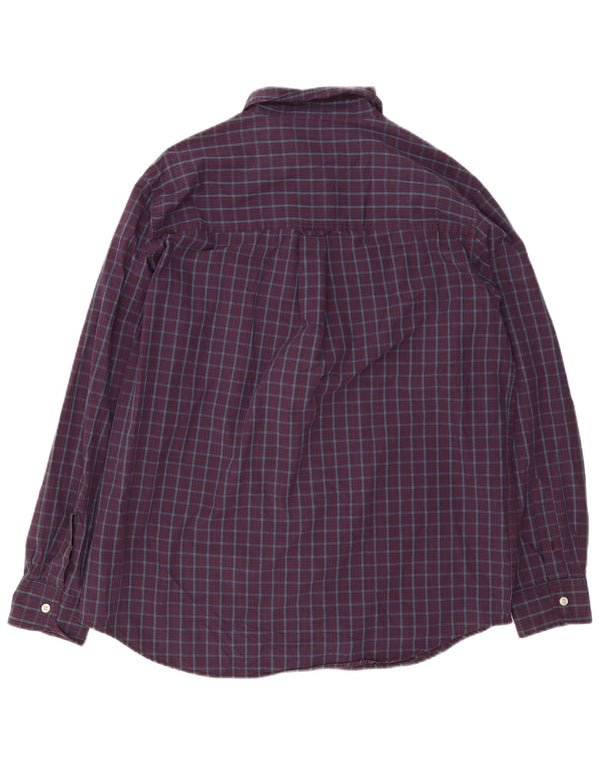 Chaps Camicia da uomo Easy Care, grande, in cotone a quadri bordeaux
