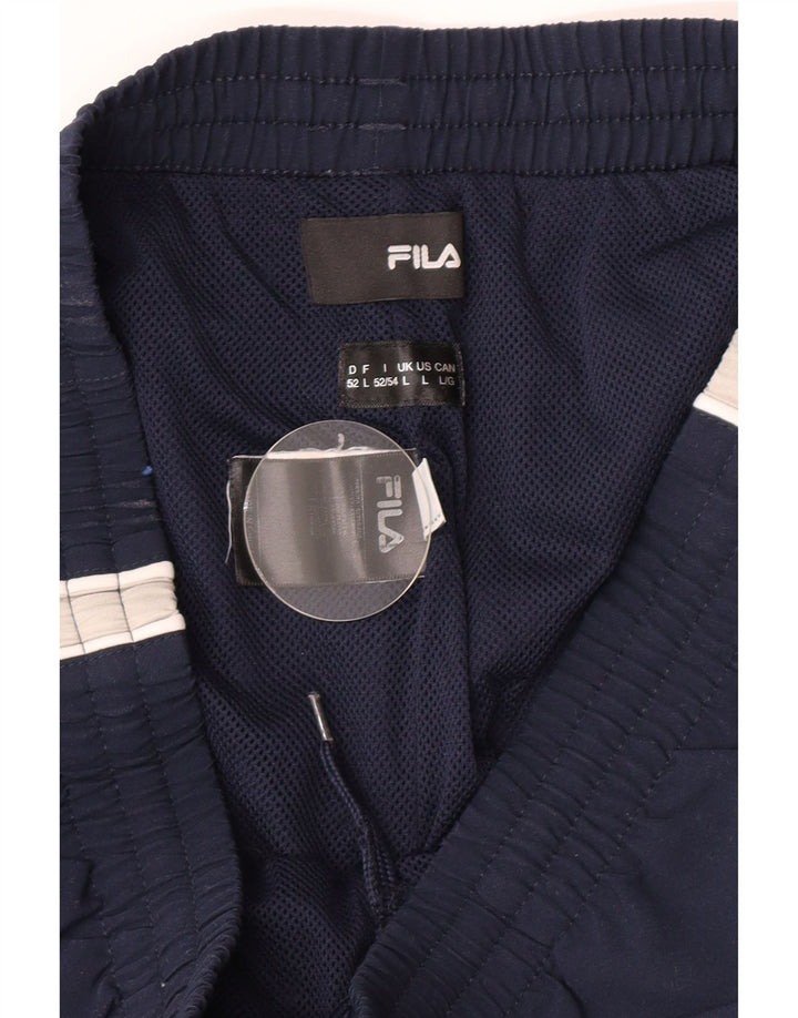 Fila Mens Graphic Tracksuit Trousers Large Navy Blue Colourblock Polyester