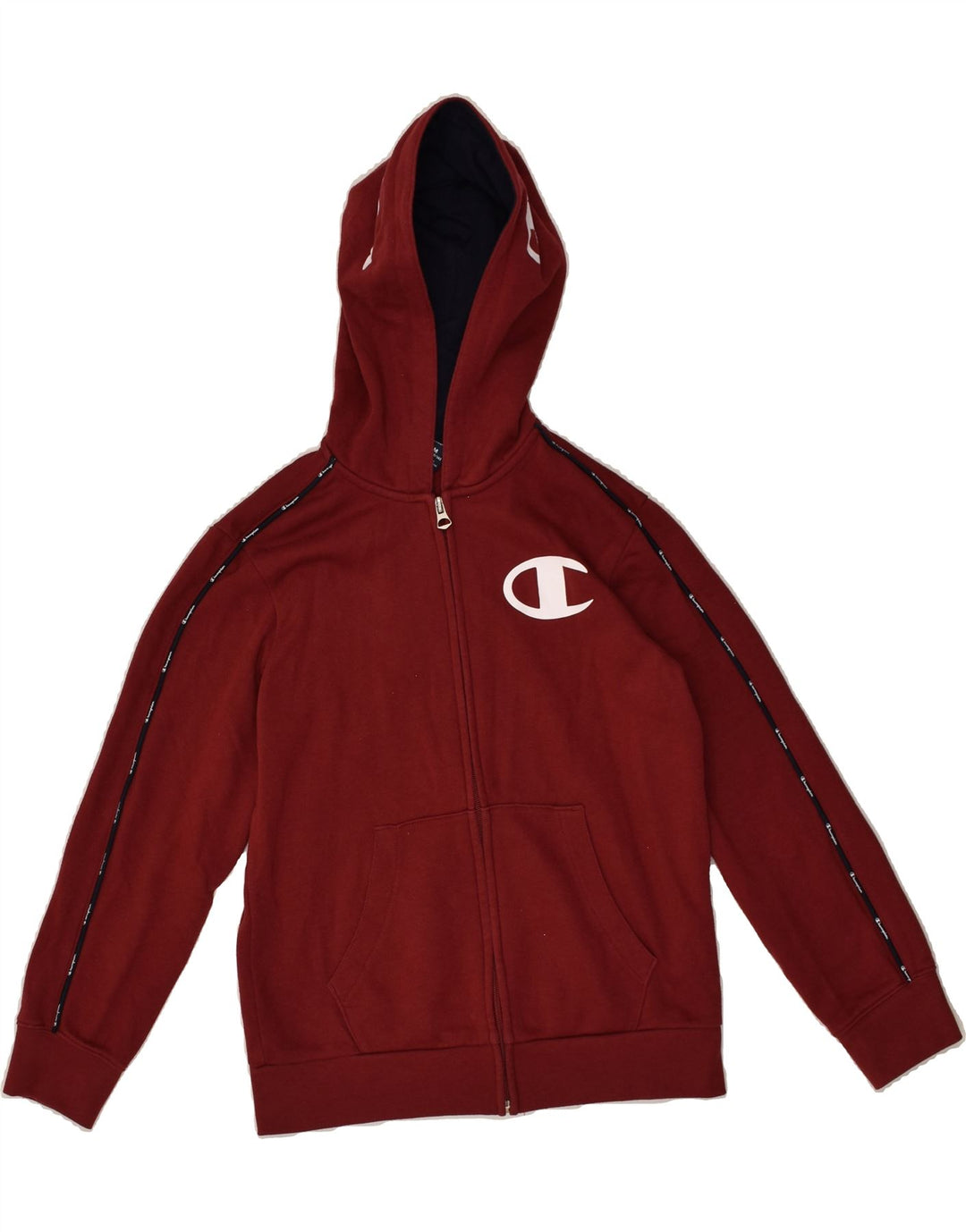 CHAMPION Girls Graphic Zip Hoodie Sweater 9-10 Years Medium Burgundy | Vintage Champion | Thrift | Second-Hand Champion | Used Clothing | Messina Hembry 