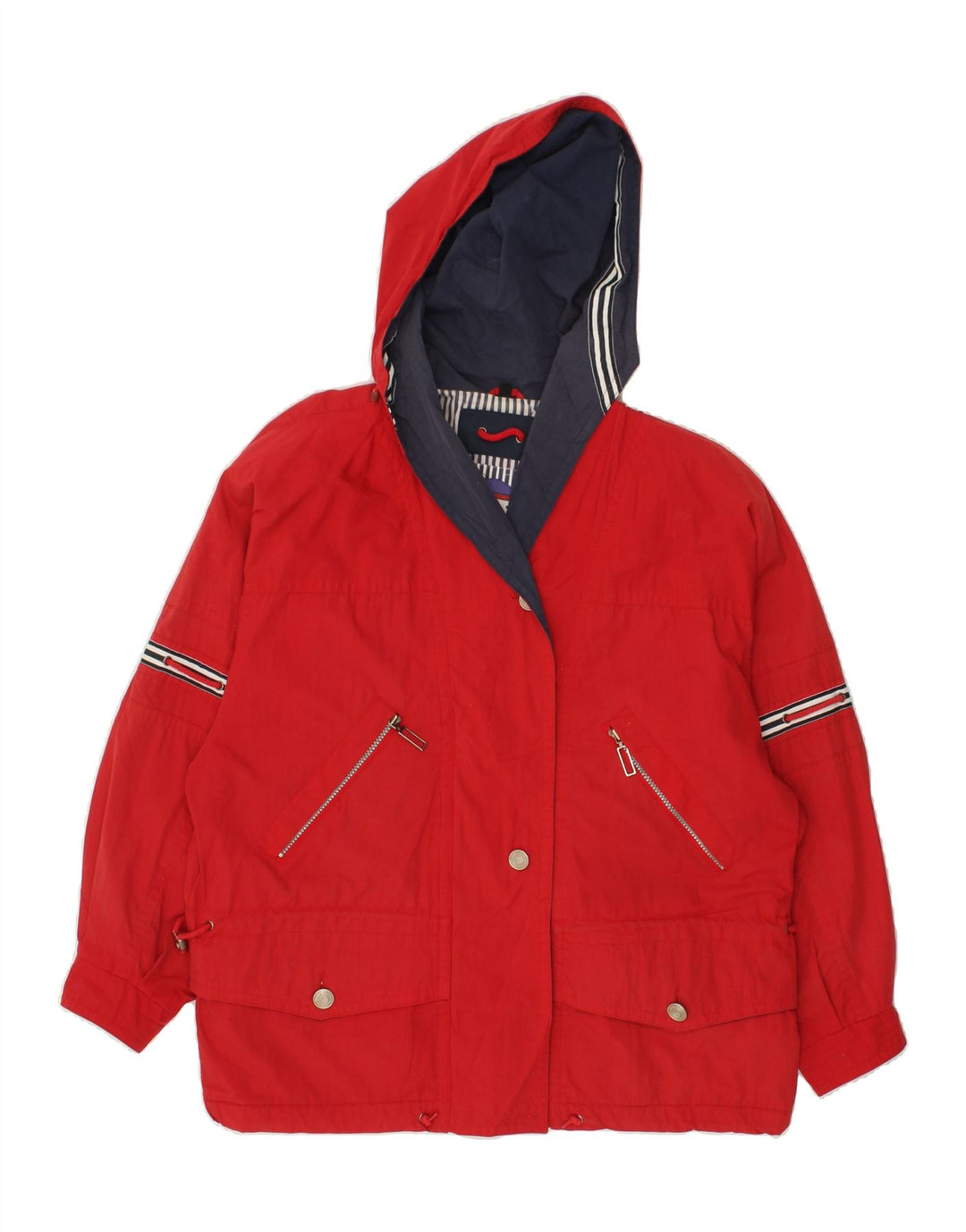 VINTAGE Womens Hooded Windbreaker Jacket UK 20 2XL Red Polyester Vintage Vintage and Second-Hand Vintage from Messina Hembry 