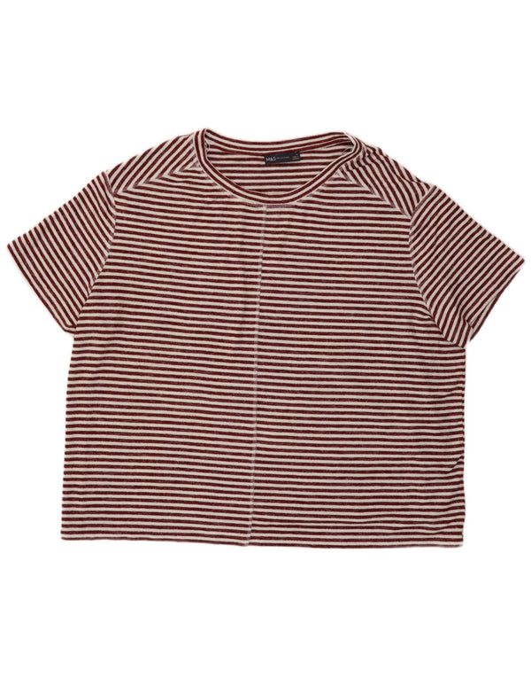 Marks & Spencer Womens Oversized T-Shirt Top UK 18 XL Burgundy Striped