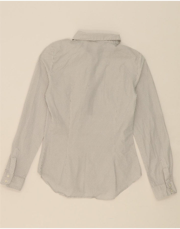 ZARA Womens Pullover Shirt UK 12 Medium White Polka Dot Cotton Vintage Zara and Second-Hand Zara from Messina Hembry 