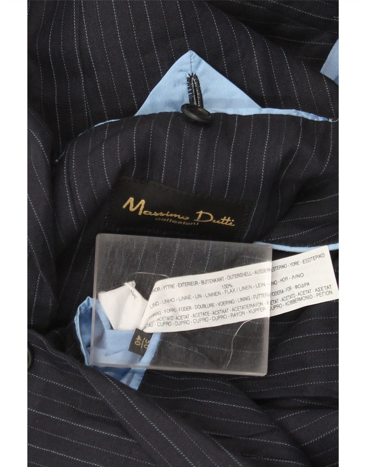 Massimo Dutti Mens 2 Button Blazer Jacket Size 50 2XL Navy Blue Pinstripe
