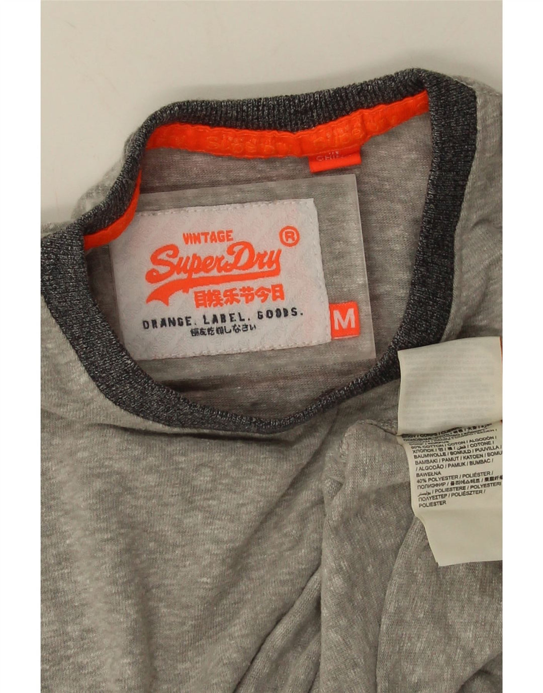 Superdry Mens T-Shirt Top Medium Grey Flecked Cotton