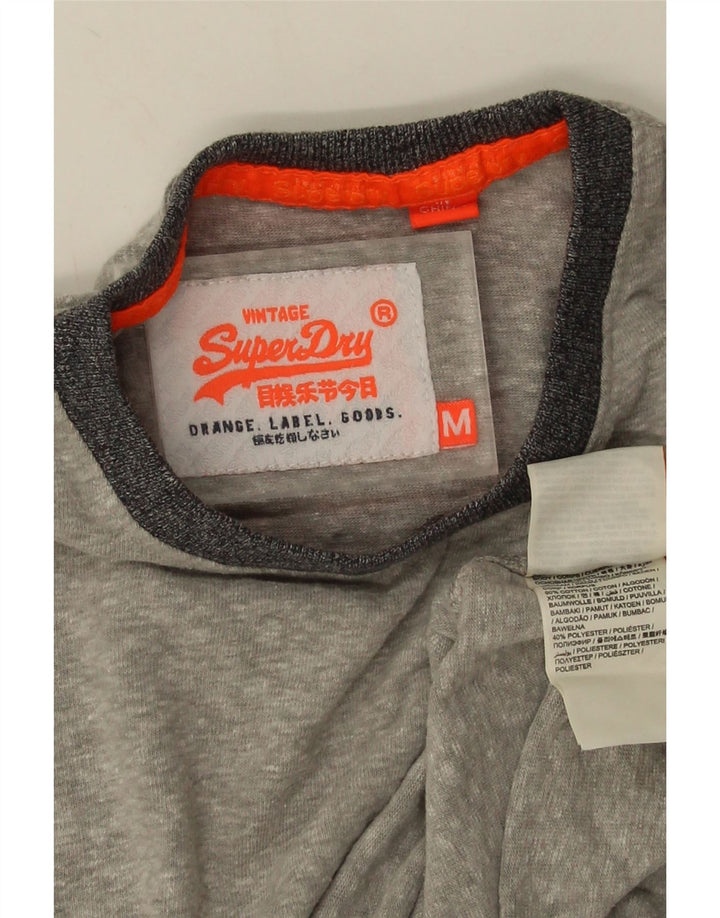 Superdry Mens T-Shirt Top Medium Grey Flecked Cotton