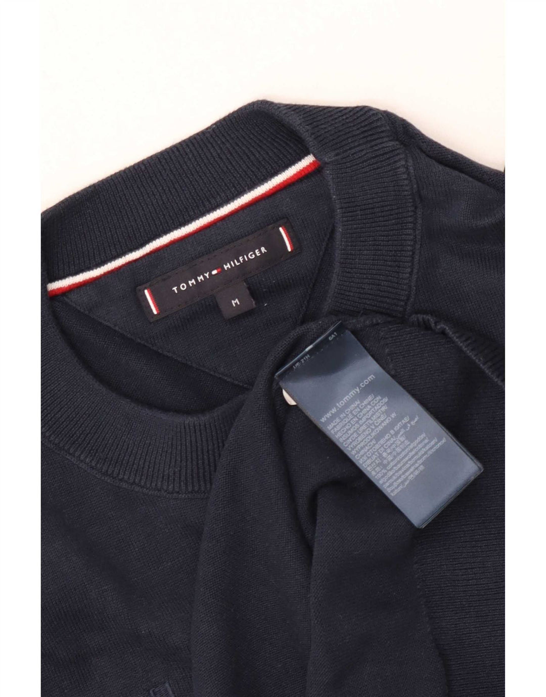 Tommy Hilfiger Mens Graphic Crew Neck Jumper Sweater Medium Navy Blue