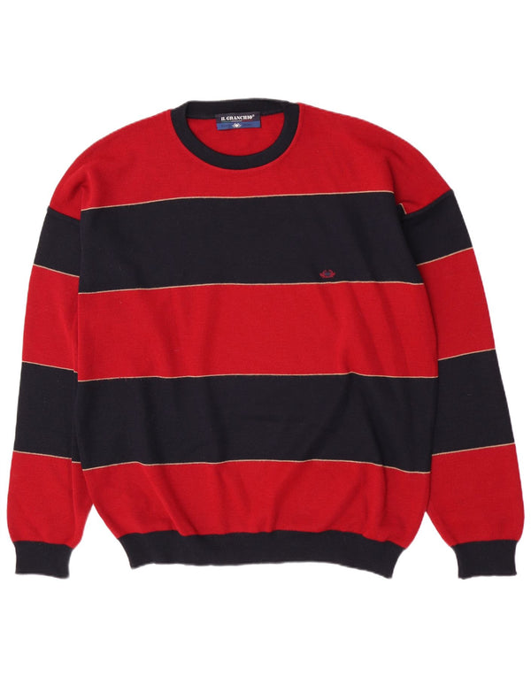 Il Granchio Jersey De Cuello Redondo Hombre XL Lana A Rayas Rojas