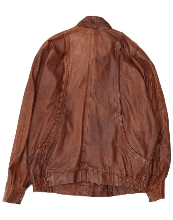 Vintage herre læderjakke IT 54 2XL brunt læder