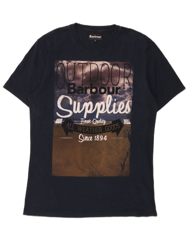 Barbour Mens Graphic T-Shirt Top XL Bleu Marine Coton