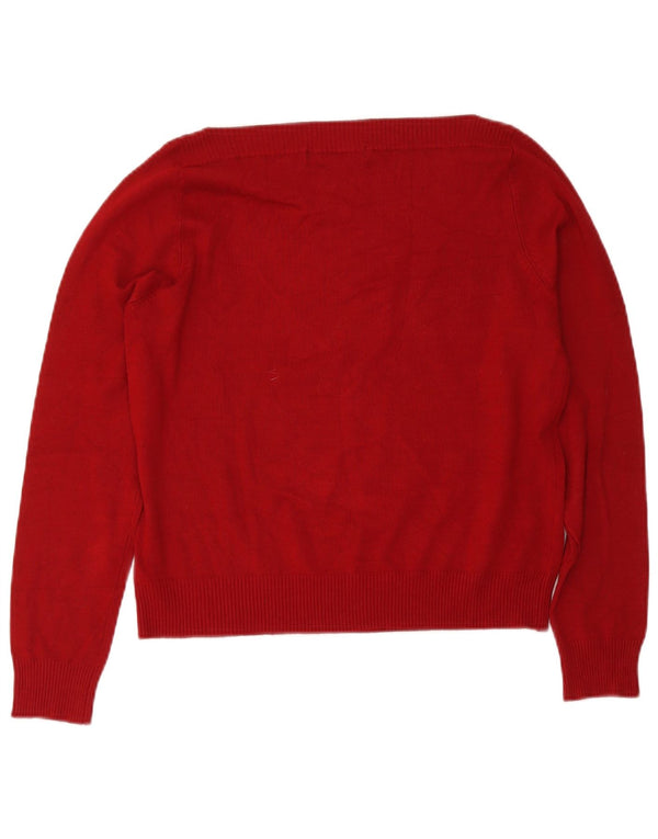 Zara Pull coupe classique à col bateau pour femme UK 12 Rayonne rouge moyen