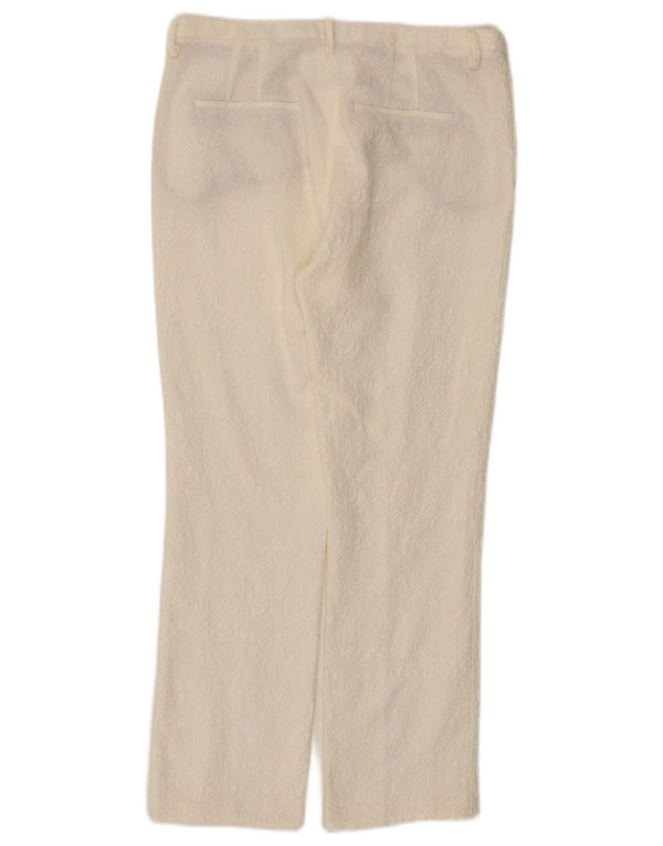 Zara Womens Straight Chino Trousers Small W27 L26 White Floral Cotton