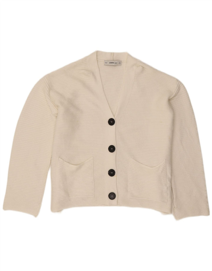 Zara Womens Oversized Cardigan Sweater UK 10 Small White Viscose
